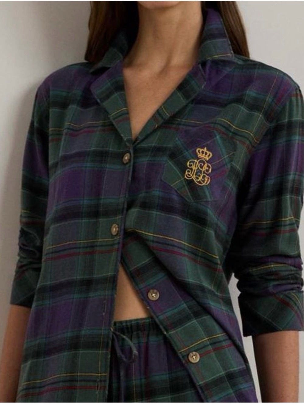 Ralph Lauren Woman’s Pajama Set Flannel Colour Dark Green/Purple/Red